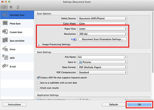 figure: Settings dialog